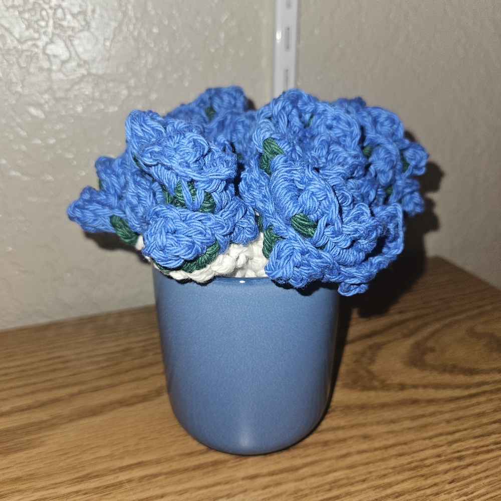 Blue Floral Accent Vase